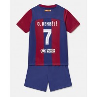 Dres Barcelona Ousmane Dembele #7 Domaci za djecu 2023-24 Kratak Rukav (+ kratke hlače)